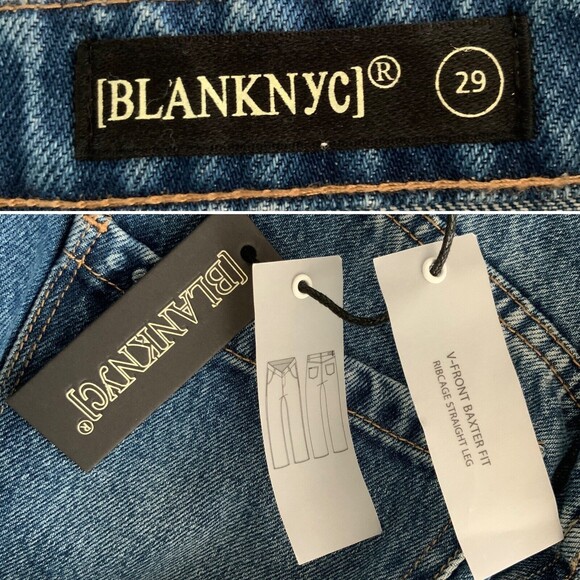 Blank NYC Jeans Size 29 Blue The V Front Baxter Fit Ribcage Straight Leg - Picture 3 of 10